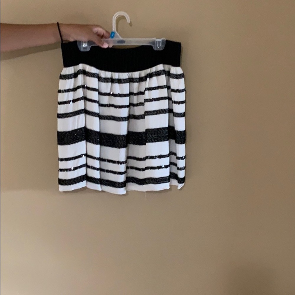 Maeve Black and white sequence skirt